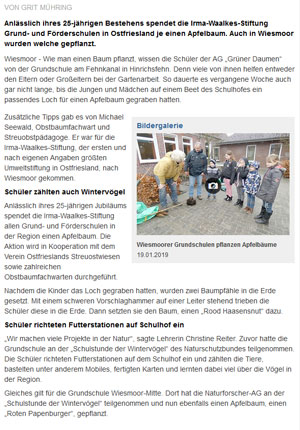 Read more about the article Apfelbaum für Grund- und Förderschule Wiesmoor